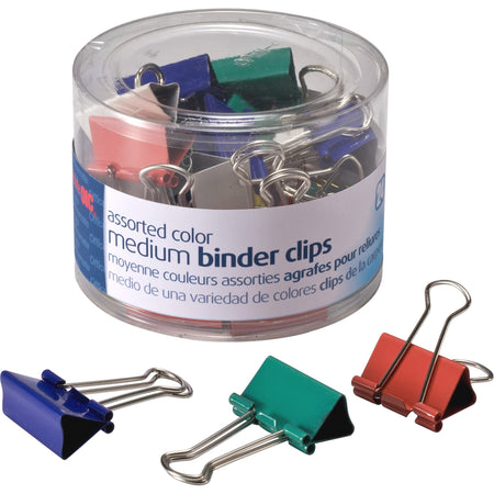 Officemate Binder Clips - Medium - 0.63" Size Capacity - Assorted - 24 / Pack