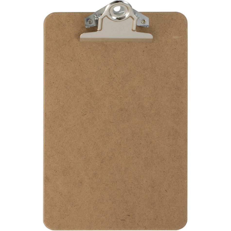 Officemate Hardboard Clipboards - 1" Clip Capacity - 6" x 9" Sheet Size - Clamp - Hardboard - Brown - 1 Each