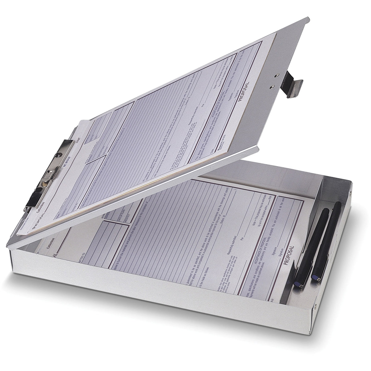 Officemate Storage Form Holder - 1" Clip Capacity - Storage for Stationary - 8 1/2" x 12" Sheet Size - Aluminum - 1 Each