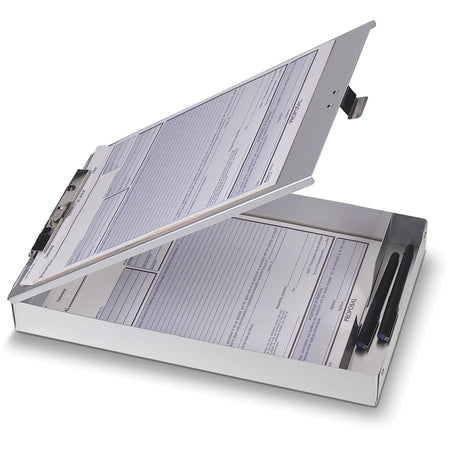Officemate Storage Form Holder - 1" Clip Capacity - Storage for Stationary - 8 1/2" x 12" Sheet Size - Aluminum - 1 Each