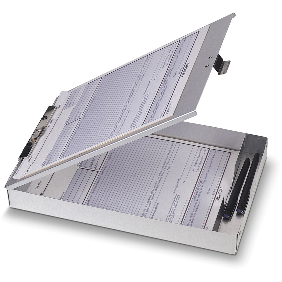 Officemate Storage Form Holder - 1" Clip Capacity - Storage for Stationary - 8 1/2" x 12" Sheet Size - Aluminum - 1 Each