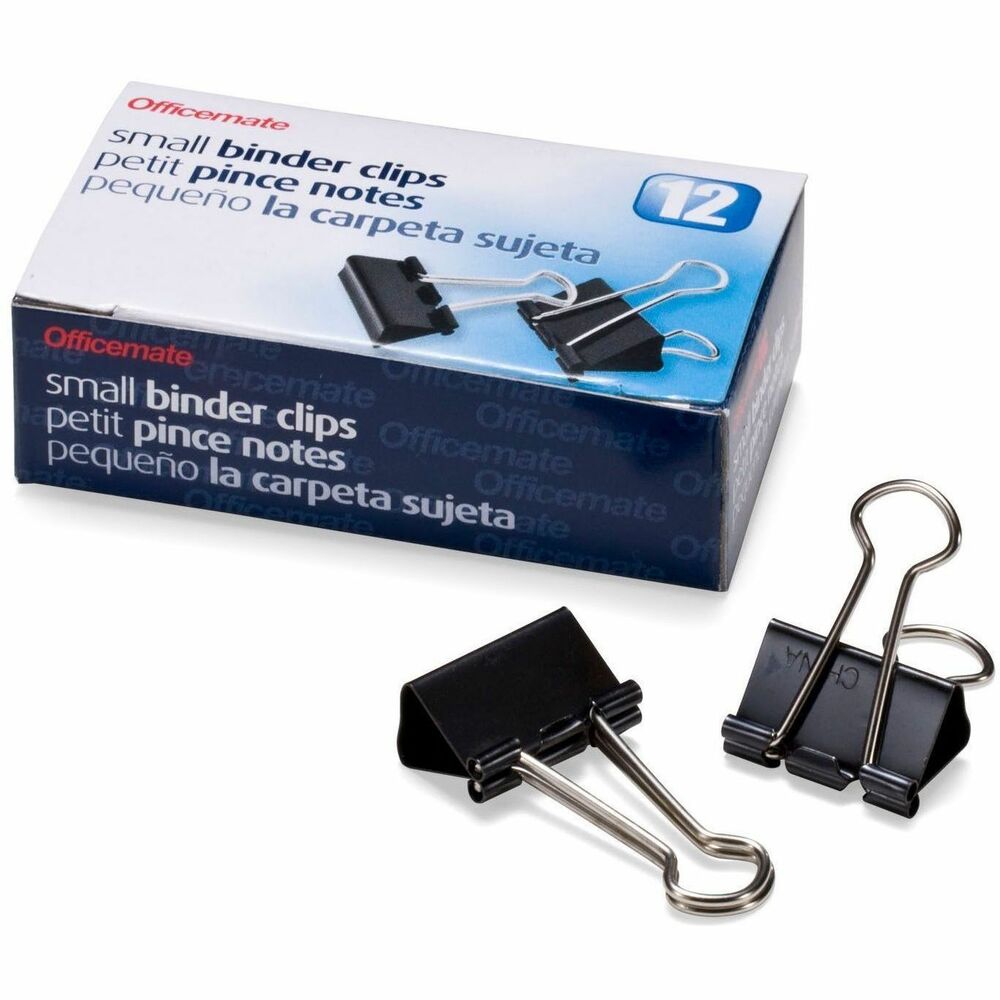 Officemate 99020 Small Binder Clips, Black, 12/Pack - Small - 0.8" Width - 0.37" Size Capacity - Corrosion Resistant - Black - 12 / Box