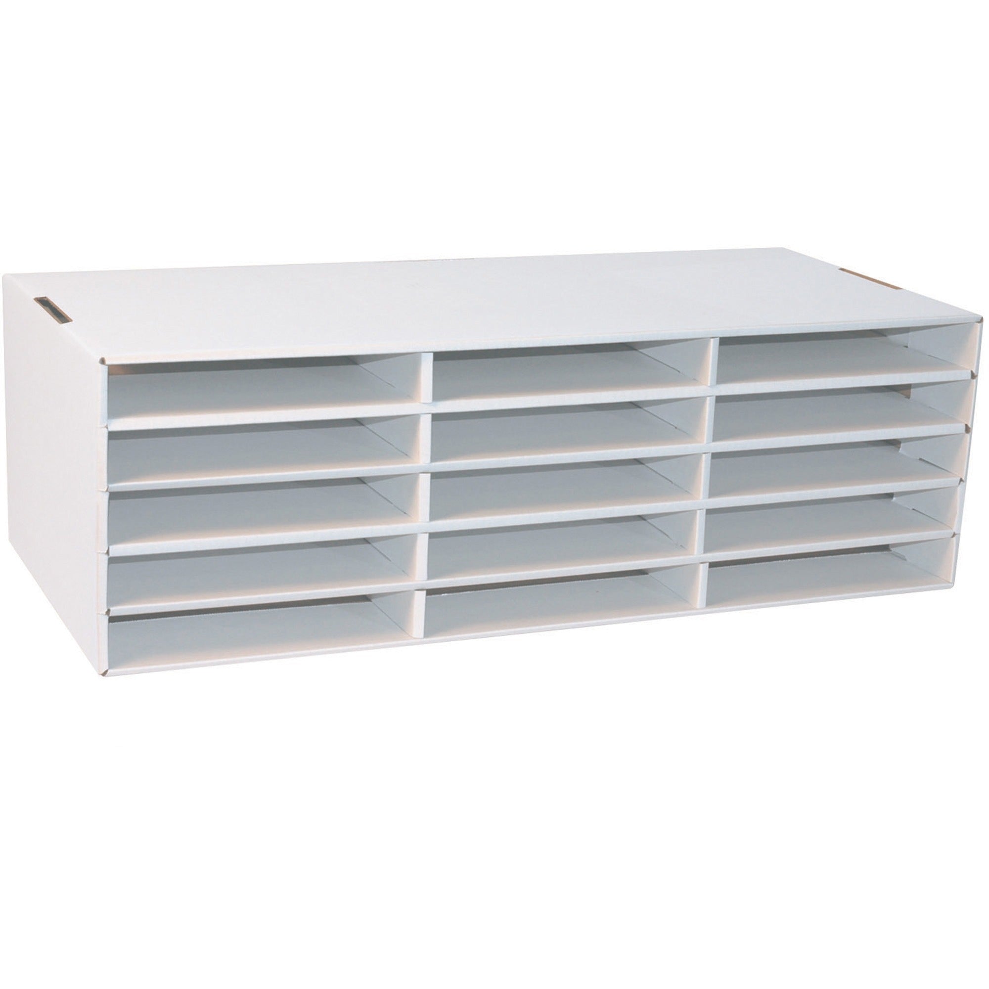 Classroom Keepers 9" x 12" Construction Paper Storage - 15 Compartment(s) - Compartment Size : 1.50" x 10" x 12.50" - 9.38" Height x 29.25" Width x 12.88" Depth - Desktop - 70% Recycled - White - Corrugated Cardboard - 1 Each