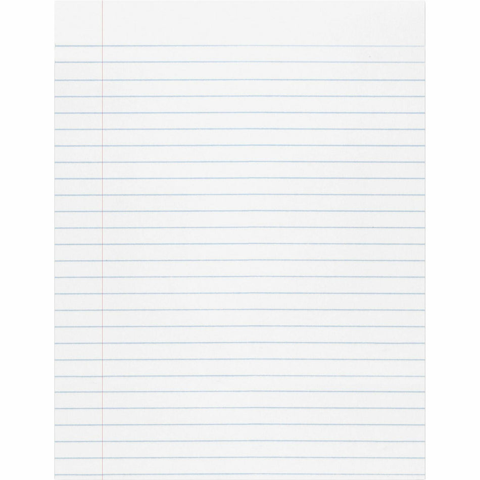 Pacon Composition Paper - Letter - Wide Ruled Front Ruling - 0.37" Ruled - Ruled Red Margin - Letter - 8 1/2" x 11" Sheet Size - White Paper - Unpunched - 500 / Ream