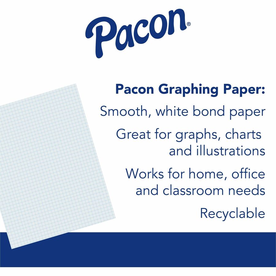 Pacon Composition Paper - Letter - Grid Ruled Front Ruling - 0.25" Ruled - Unruled Margin - 16 lb Basis Weight - Letter - 8 1/2" x 11" Sheet Size - White Paper - Bond Paper - 500 / Ream