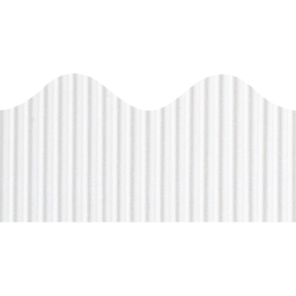 Bordette Decorative Border - Rectangle with Scalloped Trim Shape - Pin-up - Fadeless - 2.25" Width x 600" Length - White - Paper - 1 Roll