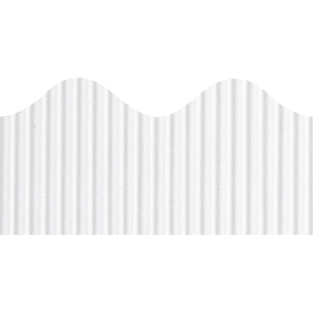 Bordette Decorative Border - Rectangle with Scalloped Trim Shape - Pin-up - Fadeless - 2.25" Width x 600" Length - White - Paper - 1 Roll