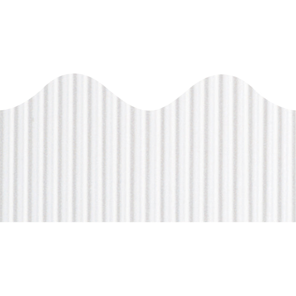 Bordette Decorative Border - Rectangle with Scalloped Trim Shape - Pin-up - Fadeless - 2.25" Width x 600" Length - White - Paper - 1 Roll