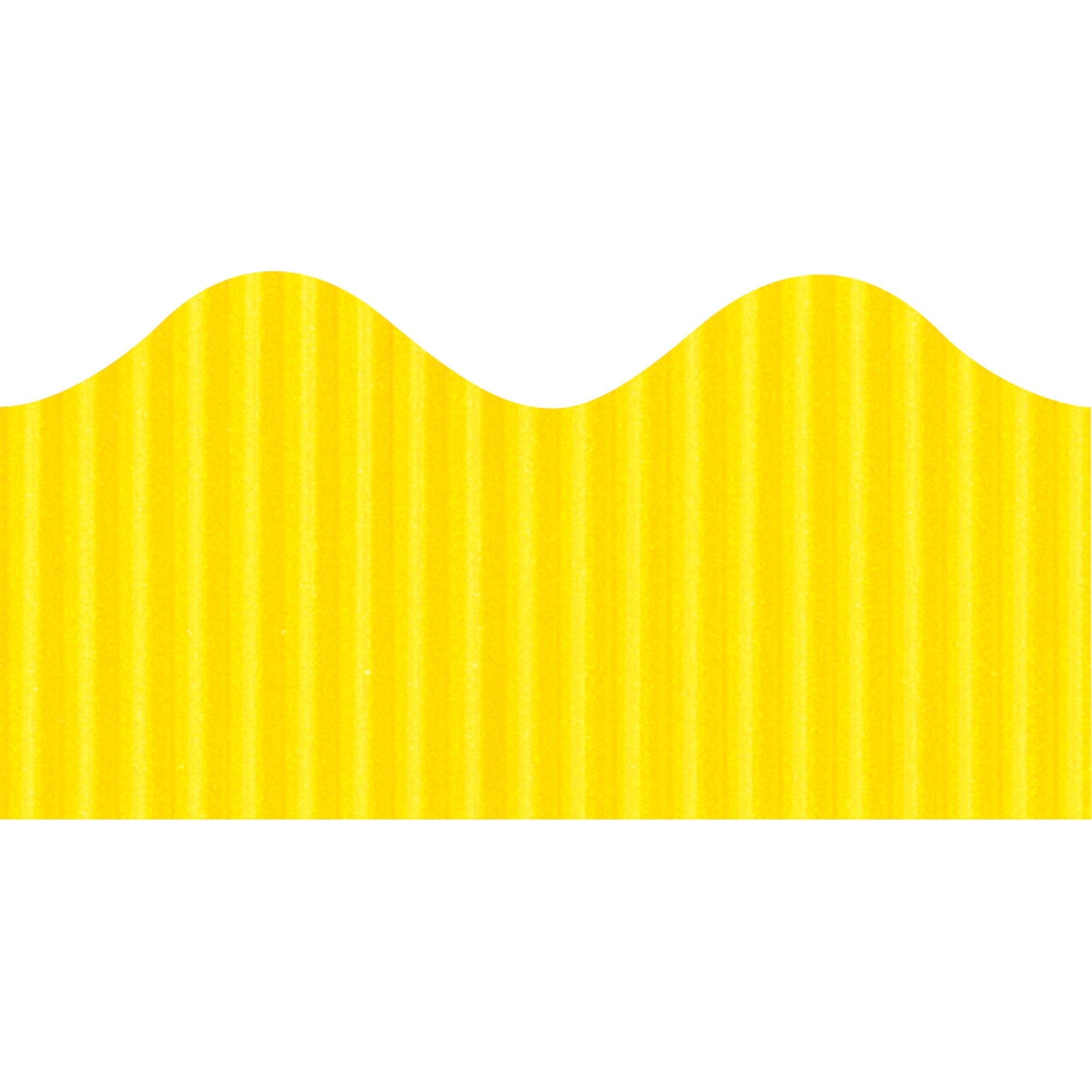 Bordette Decorative Border - Rectangle with Scalloped Trim Shape - Pin-up - Fadeless - 4" Height x 2.25" Width x 600" Length - Canary - Paper - 1 Roll