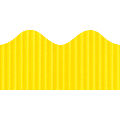 Bordette Decorative Border - Rectangle with Scalloped Trim Shape - Pin-up - Fadeless - 4" Height x 2.25" Width x 600" Length - Canary - Paper - 1 Roll