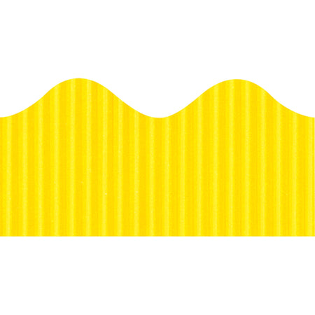 Bordette Decorative Border - Rectangle with Scalloped Trim Shape - Pin-up - Fadeless - 4" Height x 2.25" Width x 600" Length - Canary - Paper - 1 Roll