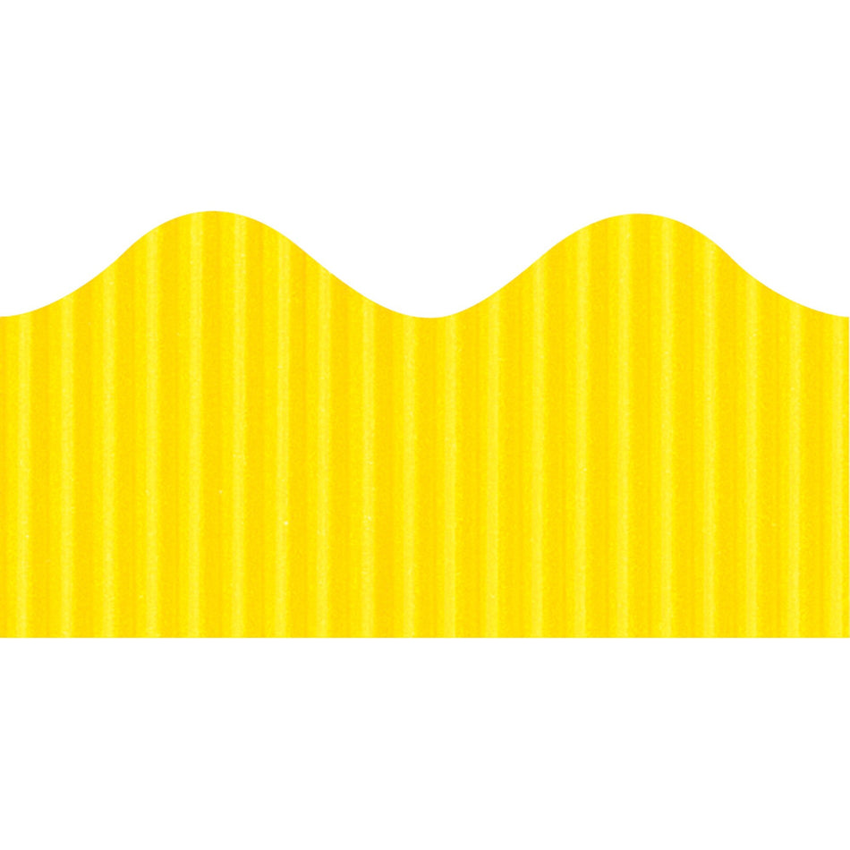 Bordette Decorative Border - Rectangle with Scalloped Trim Shape - Pin-up - Fadeless - 4" Height x 2.25" Width x 600" Length - Canary - Paper - 1 Roll