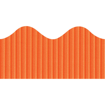 Bordette Decorative Border - Rectangle with Scalloped Trim Shape - Pin-up - Fadeless - 4" Height x 2.25" Width x 600" Length - Orange - Paper - 1 Roll