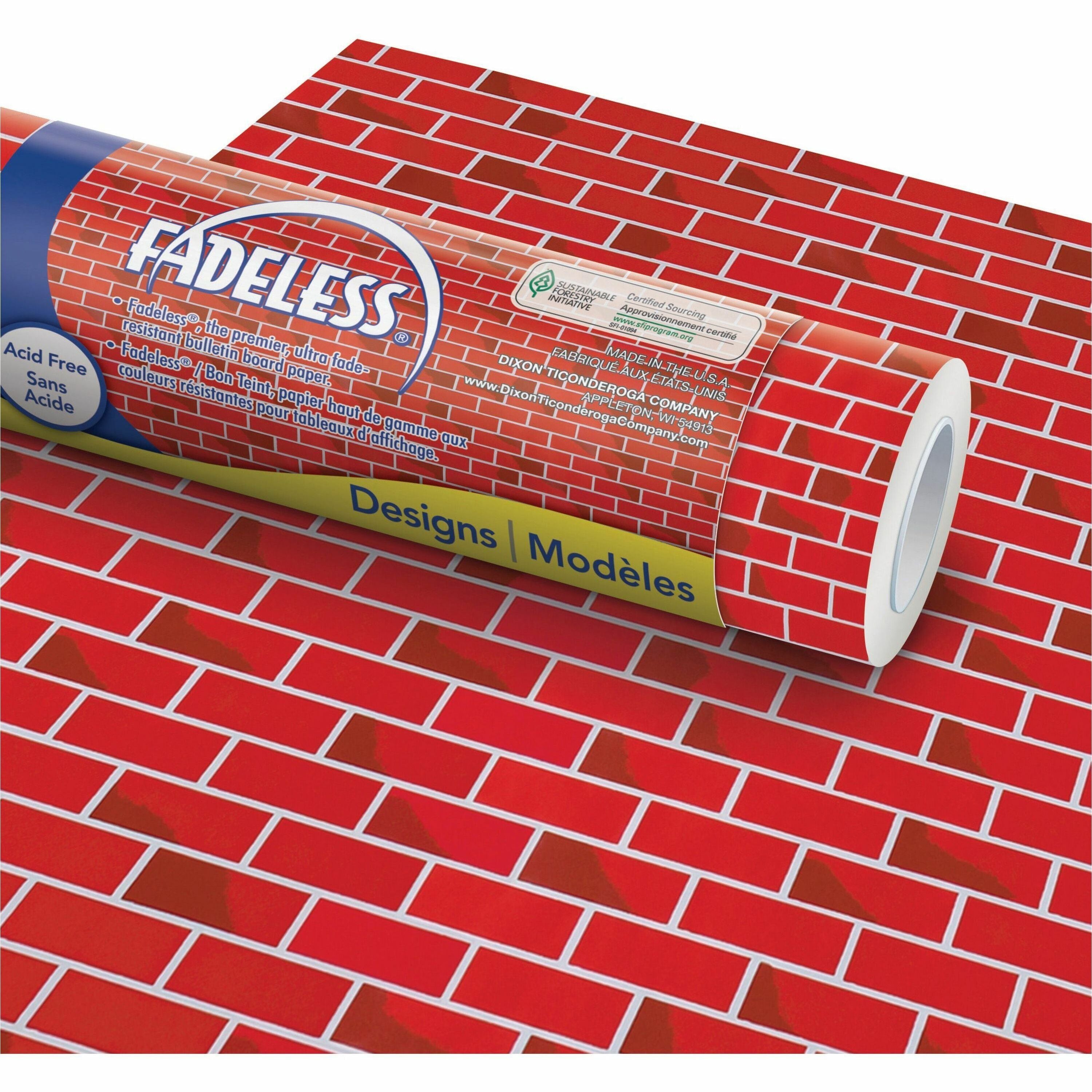 Fadeless Bulletin Board Art Paper - Bulletin Board - 6" Height x 48" Width x 50 ft Length - Red - 1 Roll