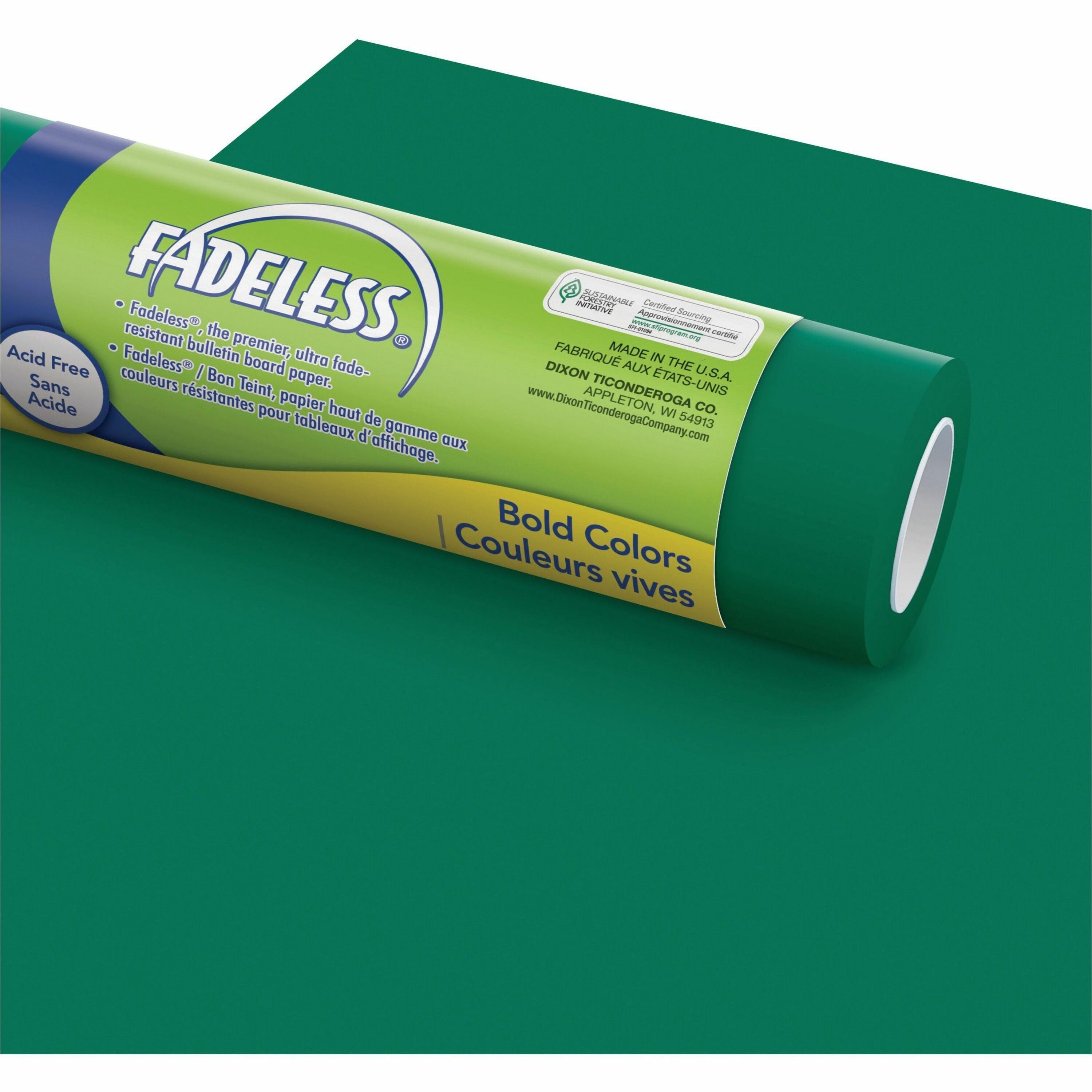 Fadeless Bulletin Board Art Paper - ClassRoom Project, Home Project, Office Project - 48" Width x 50 ft Length - 50 lb Basis Weight - Dark Green - Sulphite - 1 Roll