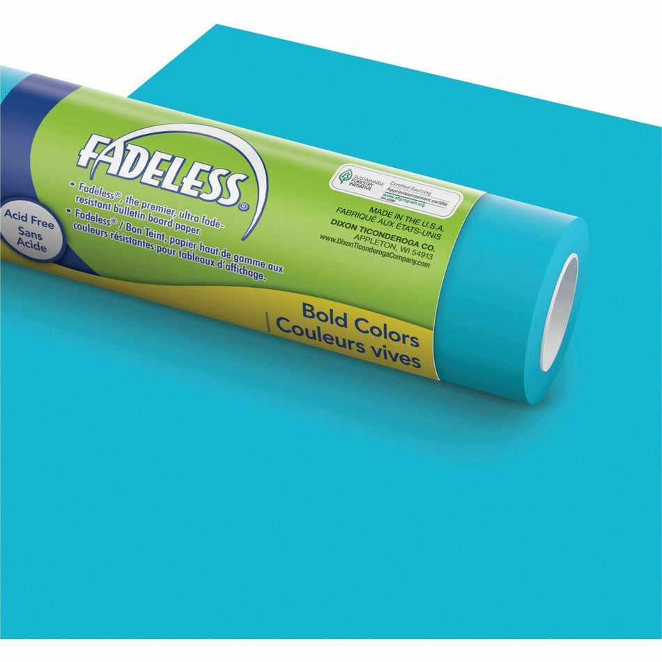 Fadeless Bulletin Board Art Paper - ClassRoom Project, Home Project, Office Project - 48" Width x 50 ft Length - Azure Blue - 1 Roll