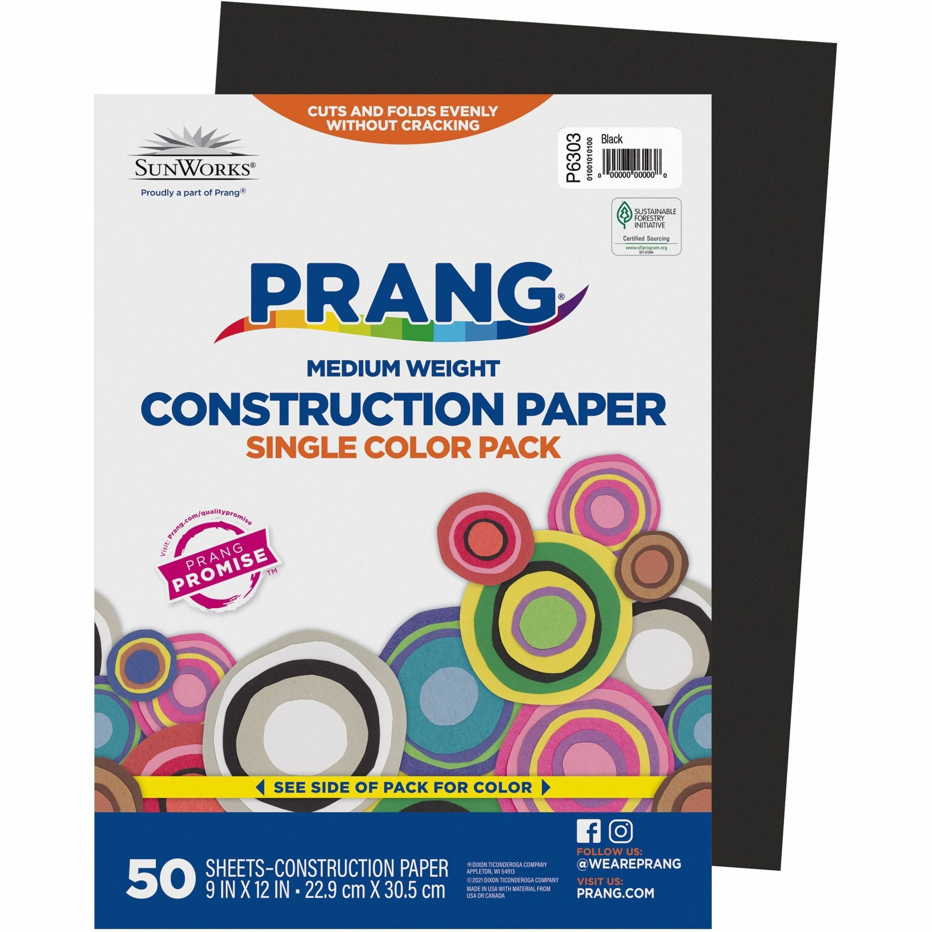 Prang Construction Paper - Multipurpose - 9" Width x 12" Length - Black - 50 / Pack
