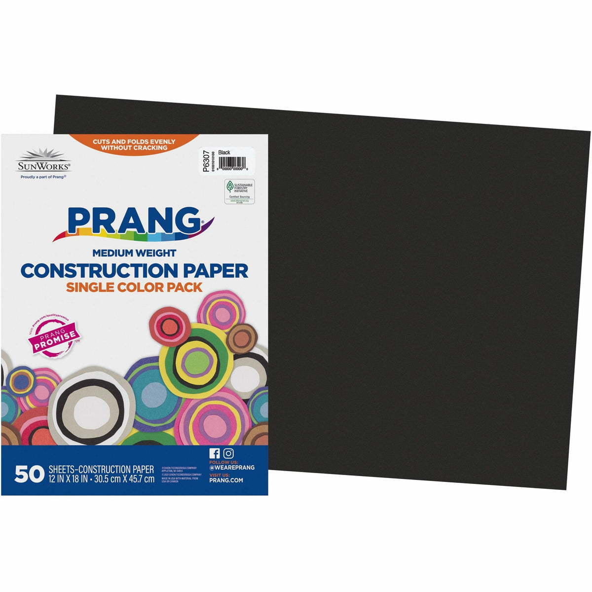 Prang Construction Paper - Multipurpose - 12" Width x 18" Length - Black - 50 / Pack