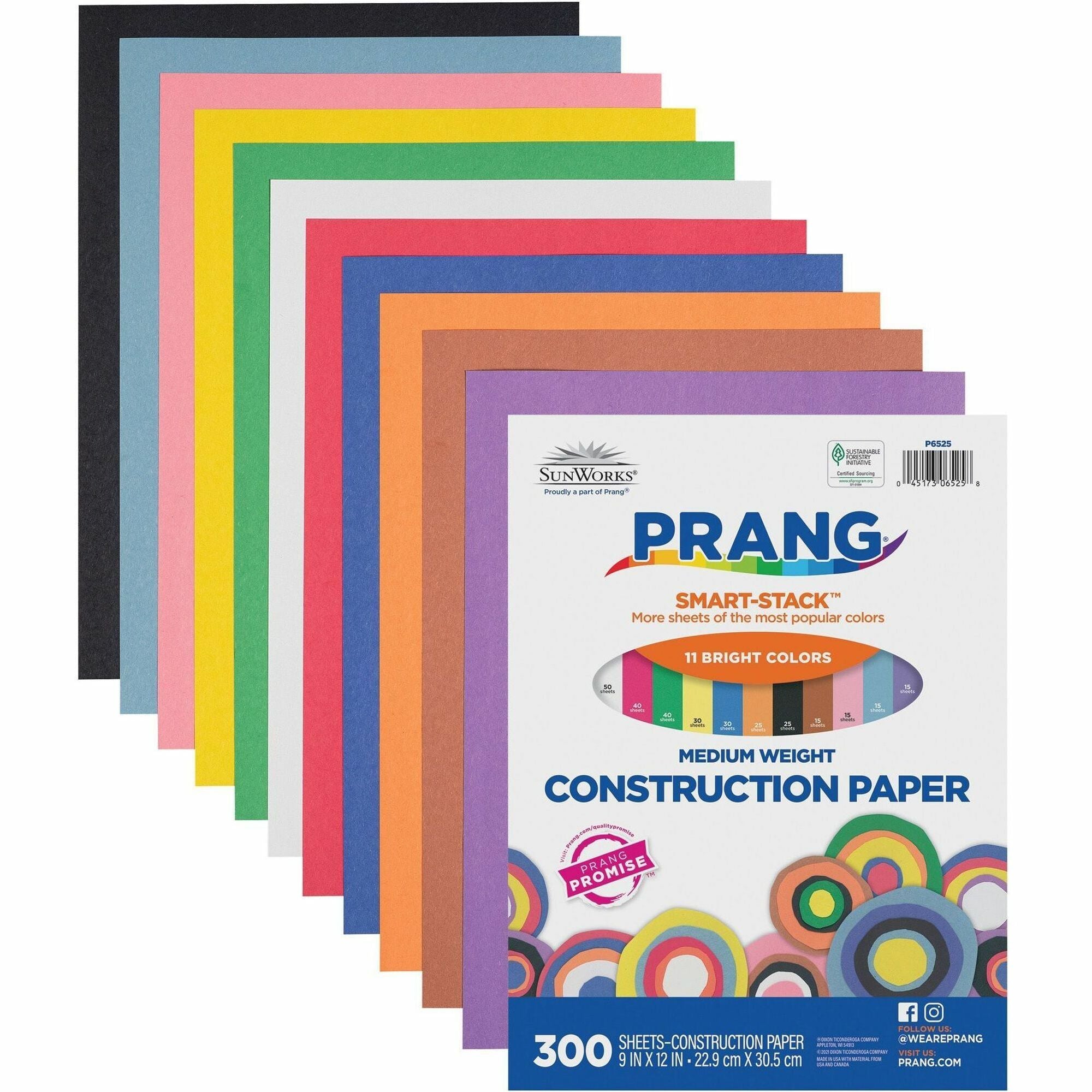 Prang Smart-Stack Construction Paper - Multipurpose - 9" Width x 12" Length - Assorted - 300 / Pack