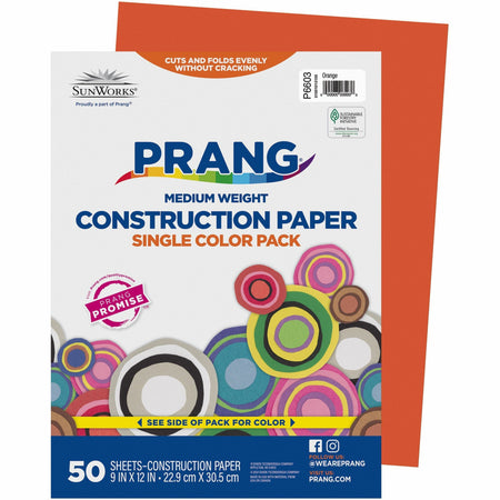Prang Construction Paper - Multipurpose - 9" Width x 12" Length - Orange - 50 / Pack