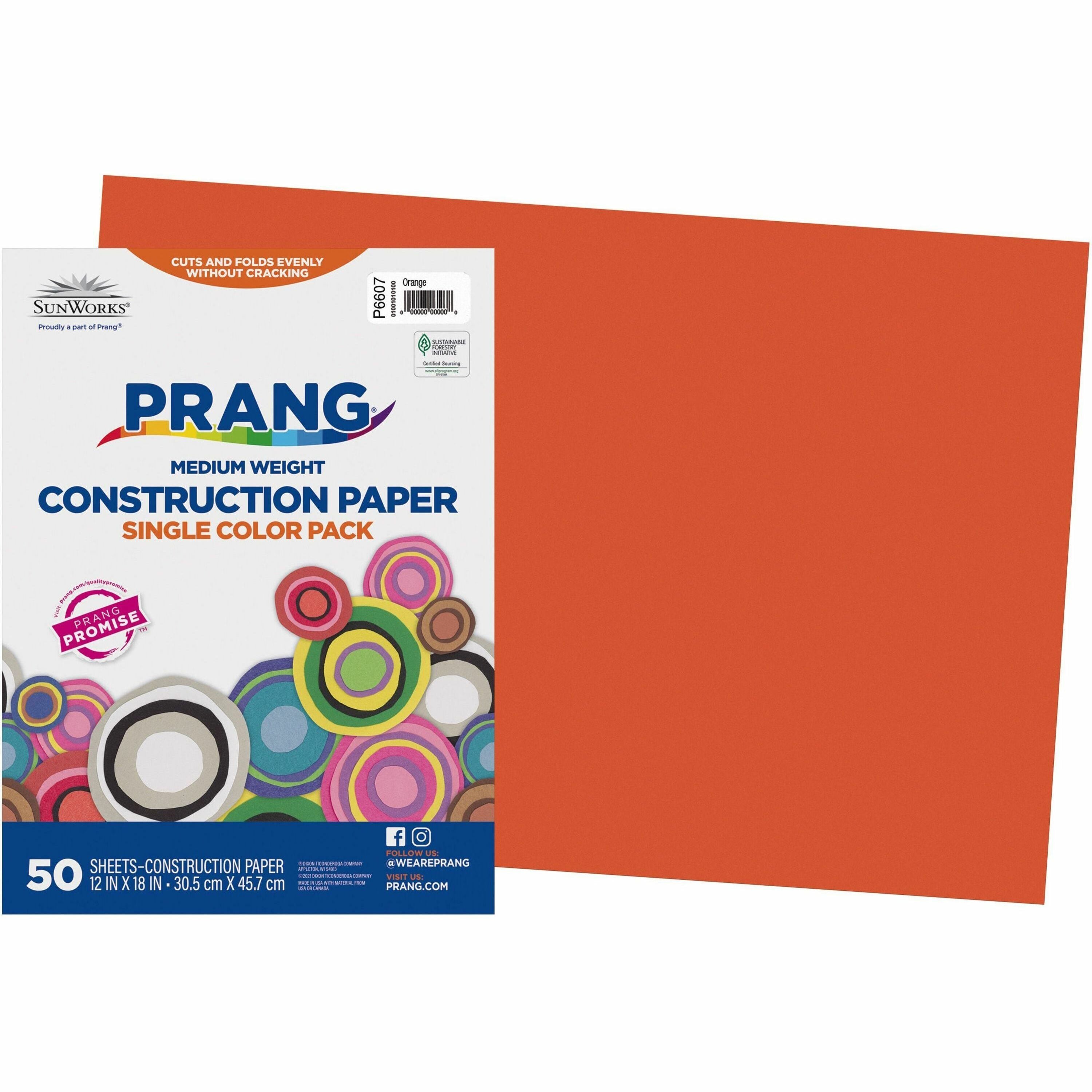 Prang Construction Paper - Multipurpose - 12" Width x 18" Length - Orange - 50 / Pack