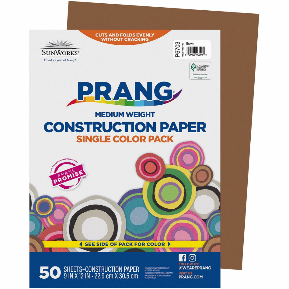 Prang Construction Paper - Multipurpose - 9" Width x 12" Length - Brown - 50 / Pack
