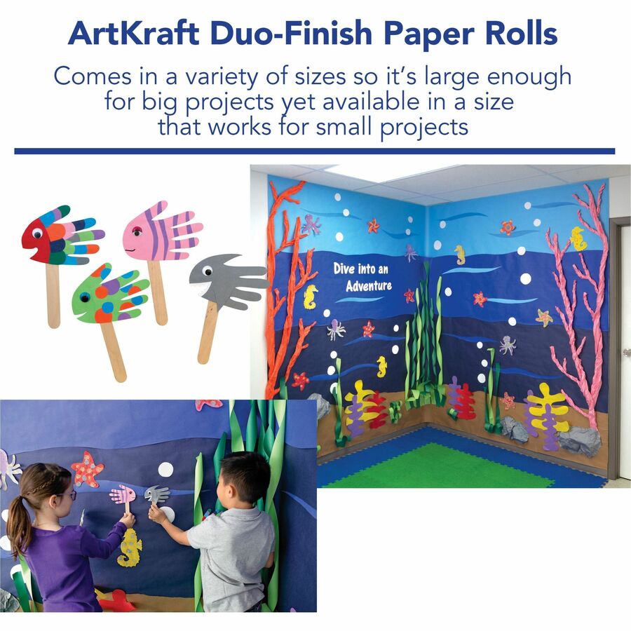 ArtKraft Duo-Finish Kraft Paper - ClassRoom Project - 36" Width x 1000 ft Length - Sky Blue - Kraft - 1 Roll