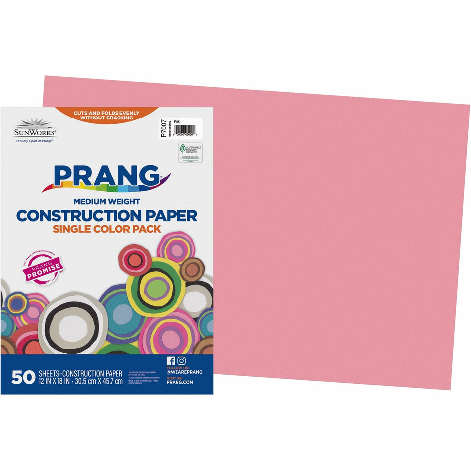 Prang Construction Paper - Multipurpose - 12" Width x 18" Length - Pink - 50 / Pack