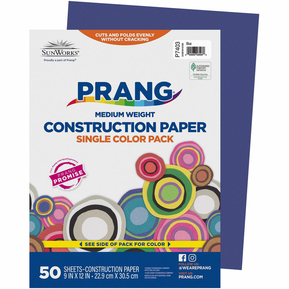 Prang Construction Paper - Multipurpose - 9" Width x 12" Length - Blue - 50 / Pack