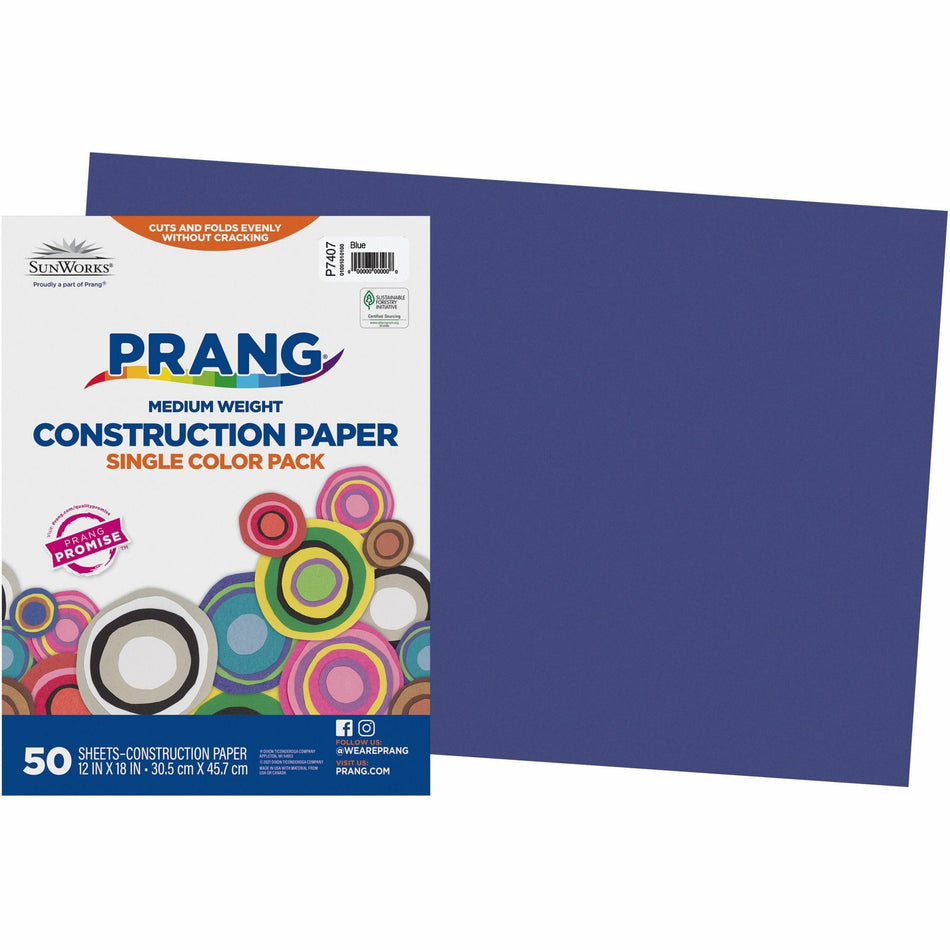 Prang Construction Paper - Multipurpose - 12" Width x 18" Length - Blue - 50 / Pack