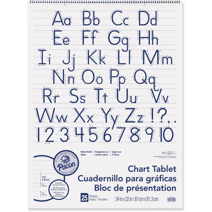 Pacon Ruled Chart Tablet: 25 Sheets 24’’ x 32’’ - White Paper - Handwriting & Pads