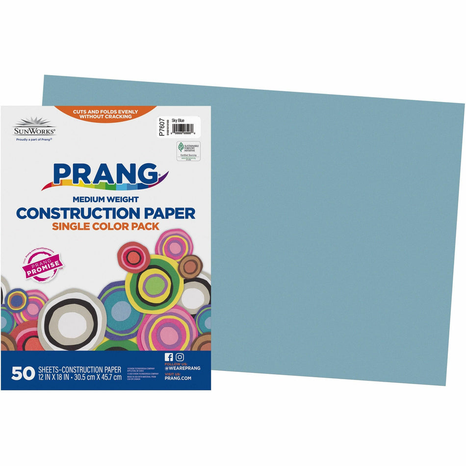 Prang Construction Paper - Multipurpose - 12" Width x 18" Length - Sky Blue - 50 / Pack