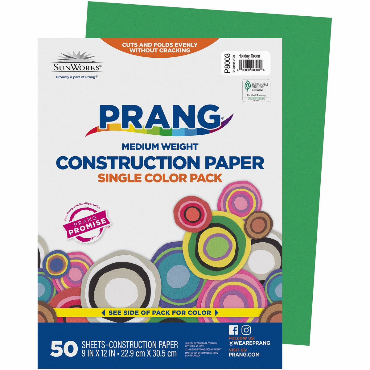 Prang Construction Paper - Multipurpose - 9" Width x 12" Length - Holiday Green - 50 / Pack