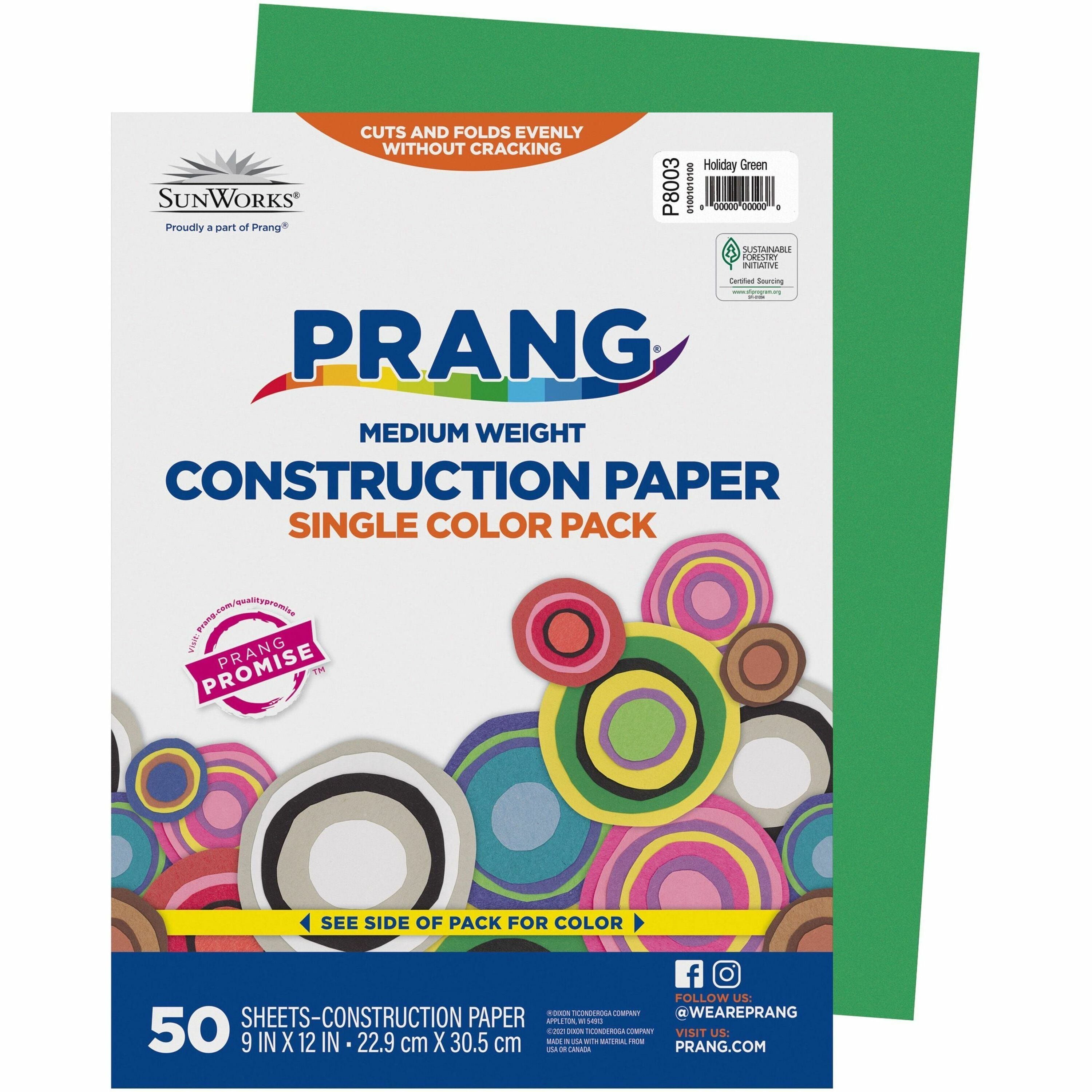 Prang Construction Paper - Multipurpose - 9" Width x 12" Length - Holiday Green - 50 / Pack