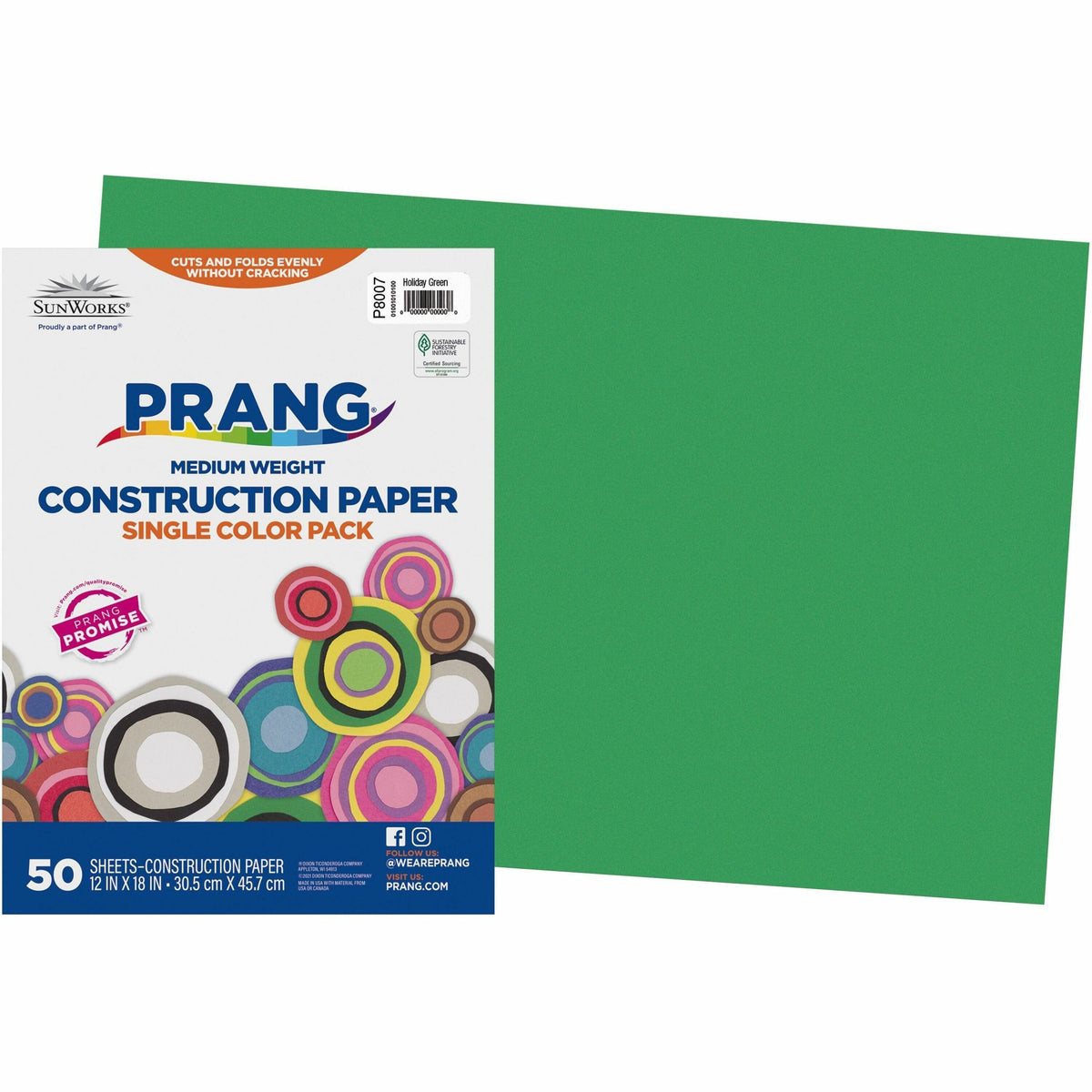 Prang Construction Paper - Multipurpose - 12" Width x 18" Length - Holiday Green - 50 / Pack