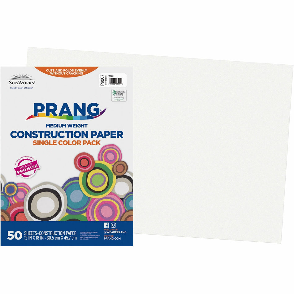 Prang Construction Paper - Multipurpose - 12" Width x 18" Length - White - 50 / Pack