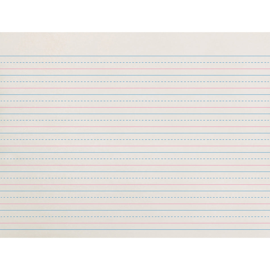 Zaner-Bloser Dotted Midline Newsprint Paper - 500 Sheets - 0.50" Ruled - Unruled Margin - 10 1/2" x 8" Sheet Size - White Paper - 500 / Pack