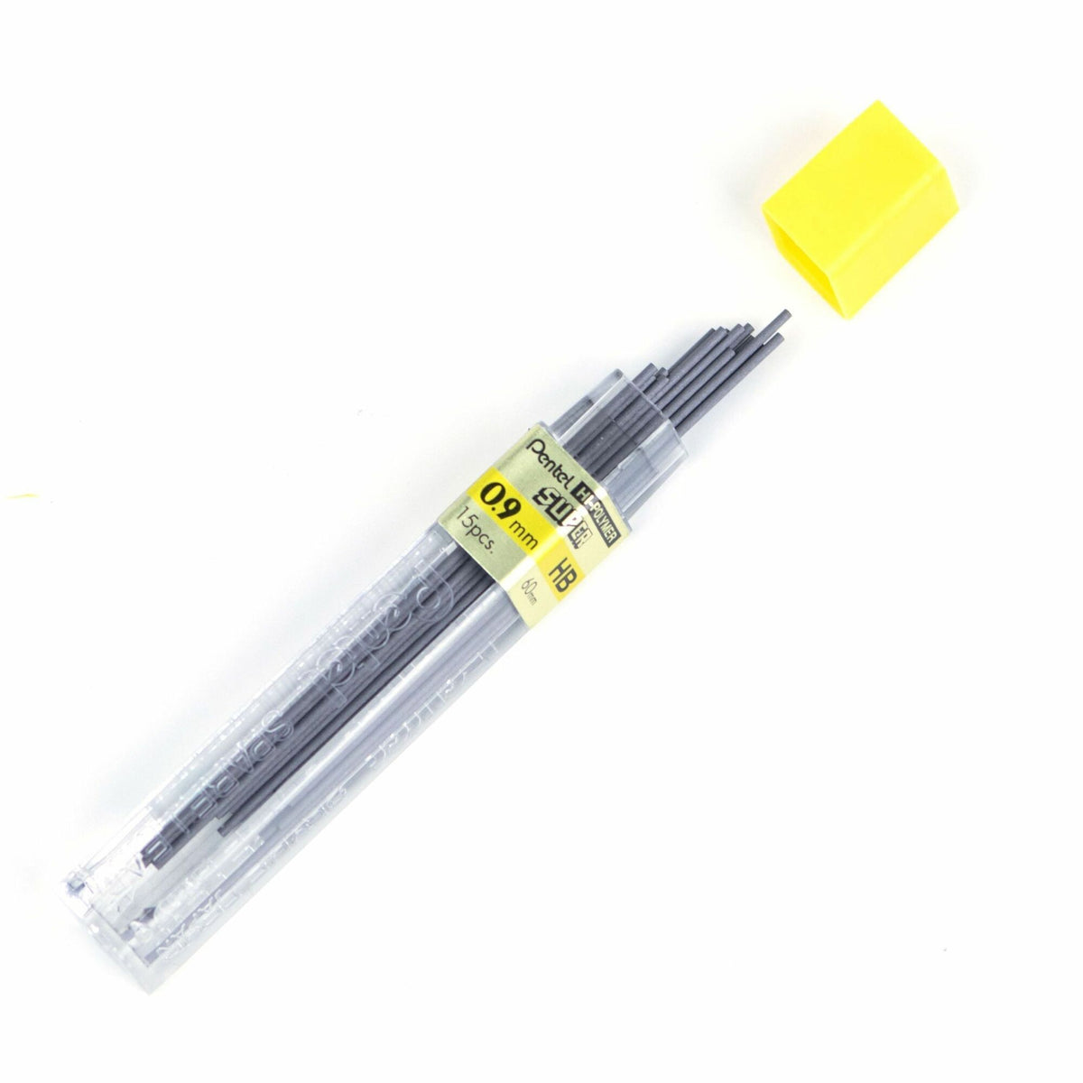 Pentel Super Hi-Polymer Leads - 0.9 mm , Bold Point - HB - Black Lead - 15 / Tube