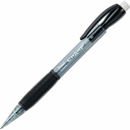 Pentel Champ Mechanical Pencils - 0.5 mm Black Lead - #2 - Refillable - Black Barrel - 12 / Box