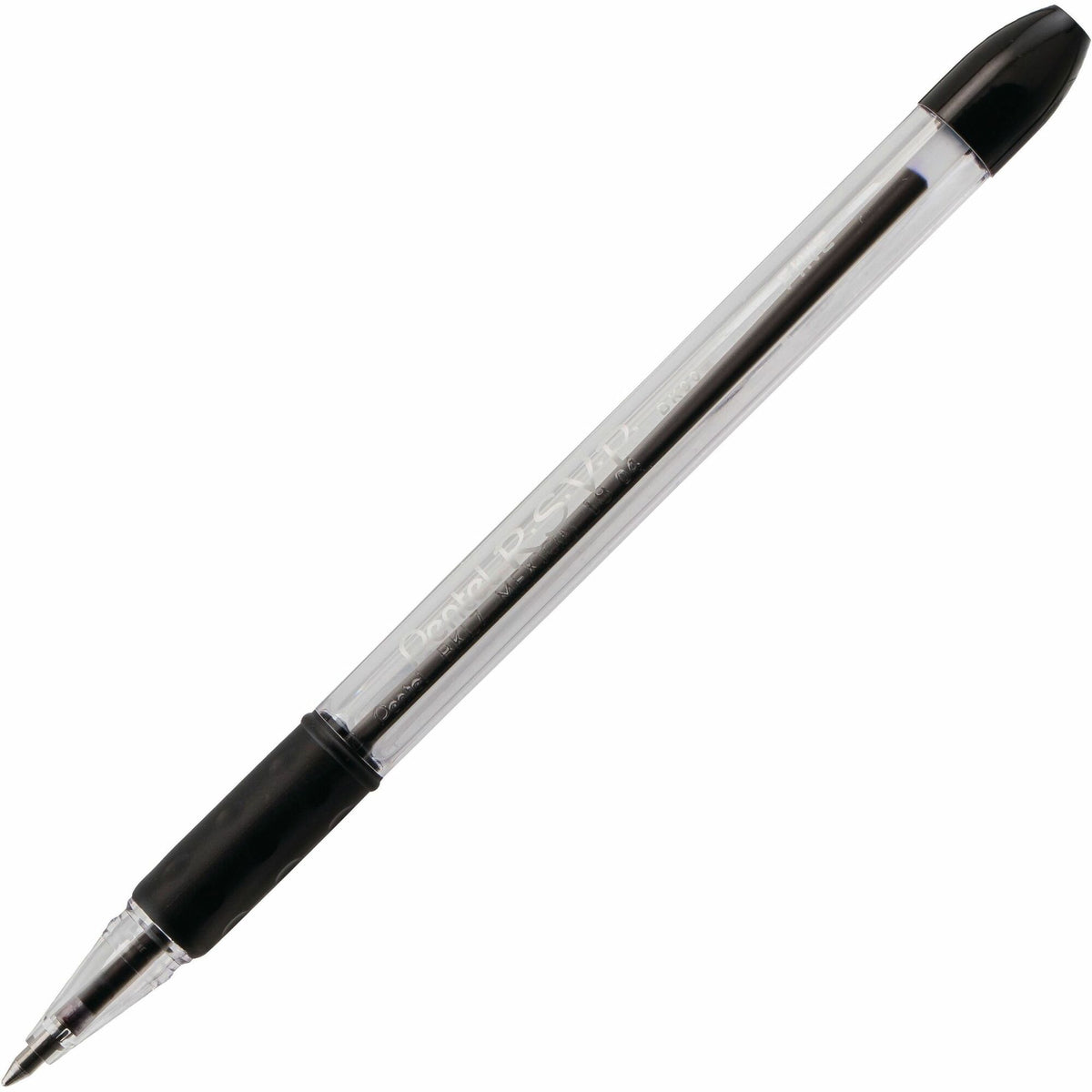 Pentel R.S.V.P. Ballpoint Pens - 0.7mm Fine Point - Refillable Black Ink - Clear Barrel