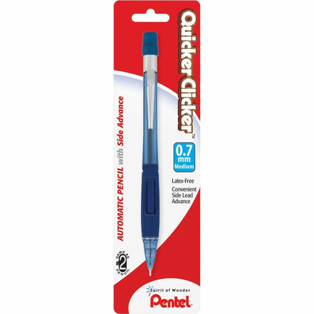 Pentel Quicker Clicker Automatic Pencils - 0.7 mm Lead - #2 - Refillable - Transparent Blue Barrel - 1 Each