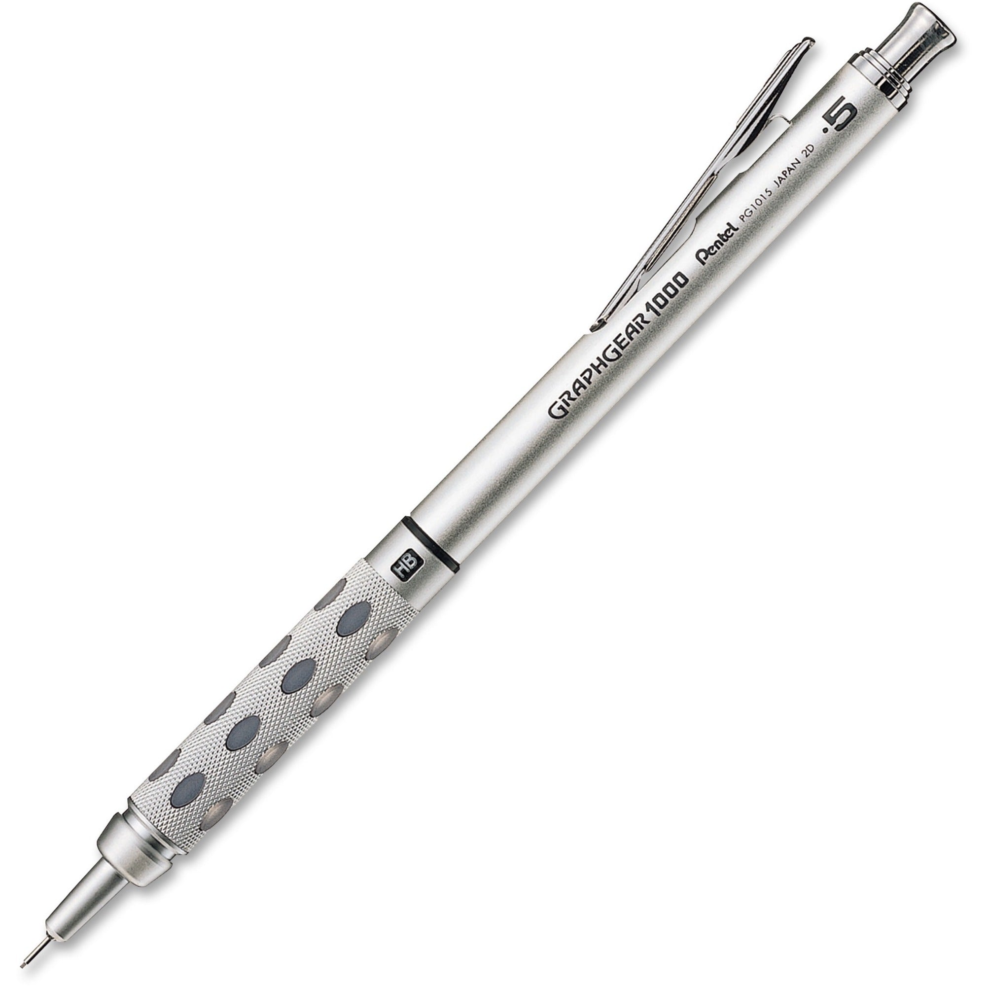 Pentel GraphGear 1000 Automatic Drafting Pencils - 0.5 mm Lead - #2 - Refillable - Gray Barrel - 1 Each