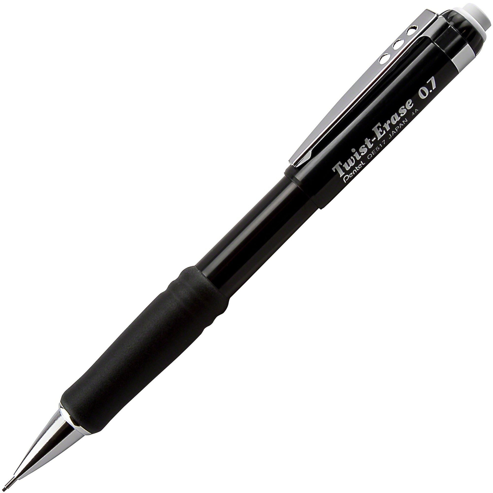 Pentel Twist-Erase III Mechanical Pencil - 0.7 mm Lead - HB - Refillable - Black Barrel - 1 Each