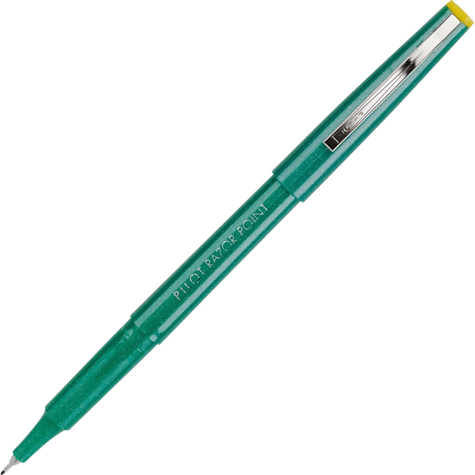 Pilot Razor Point Marker Pens - 0.3 mm Extra Fine Pen Point - Green Ink - Green Plastic Barrel - Metal Tip - 1 Dozen