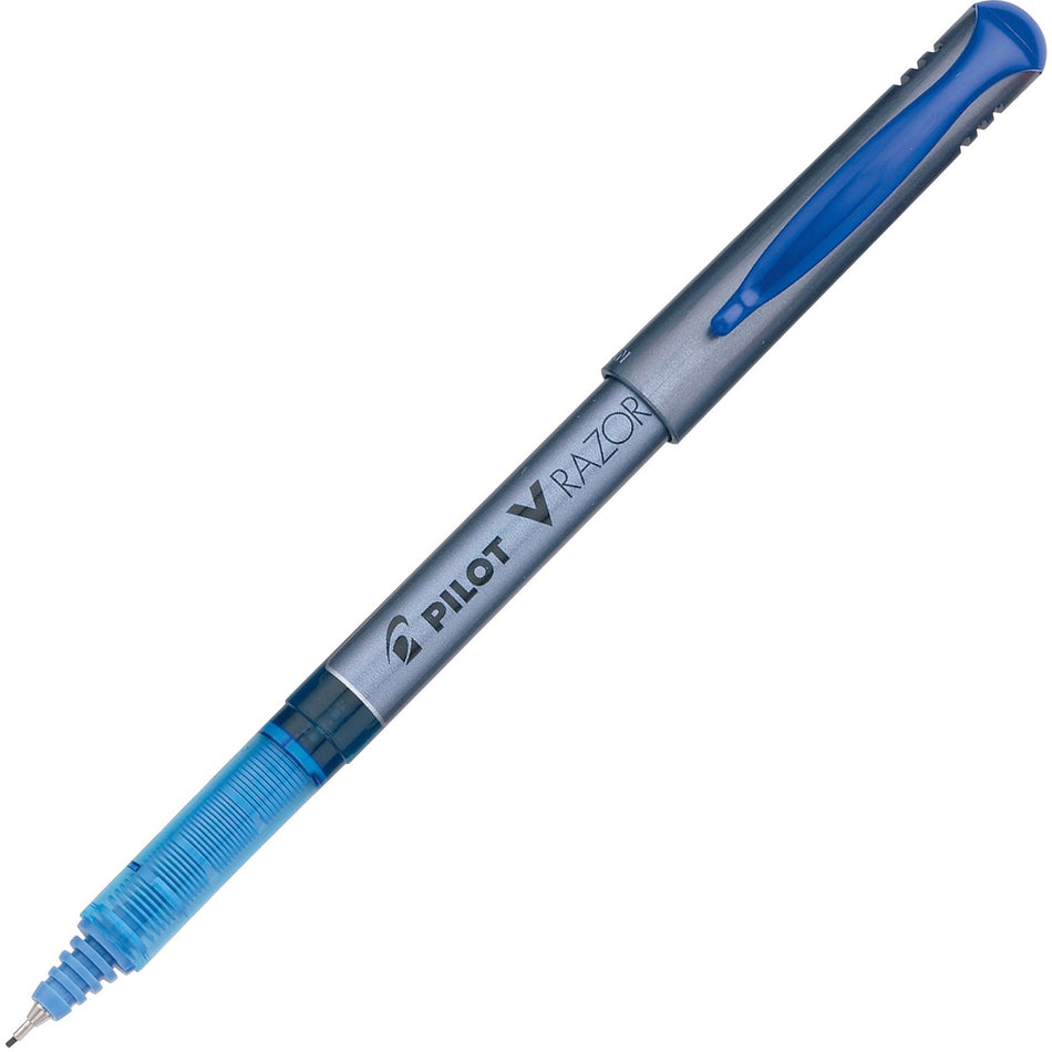 Pilot V Razor Point Marker Pens - 0.5 mm Extra Fine Pen Point - Blue Ink - Clear Plastic Barrel - 1 Dozen