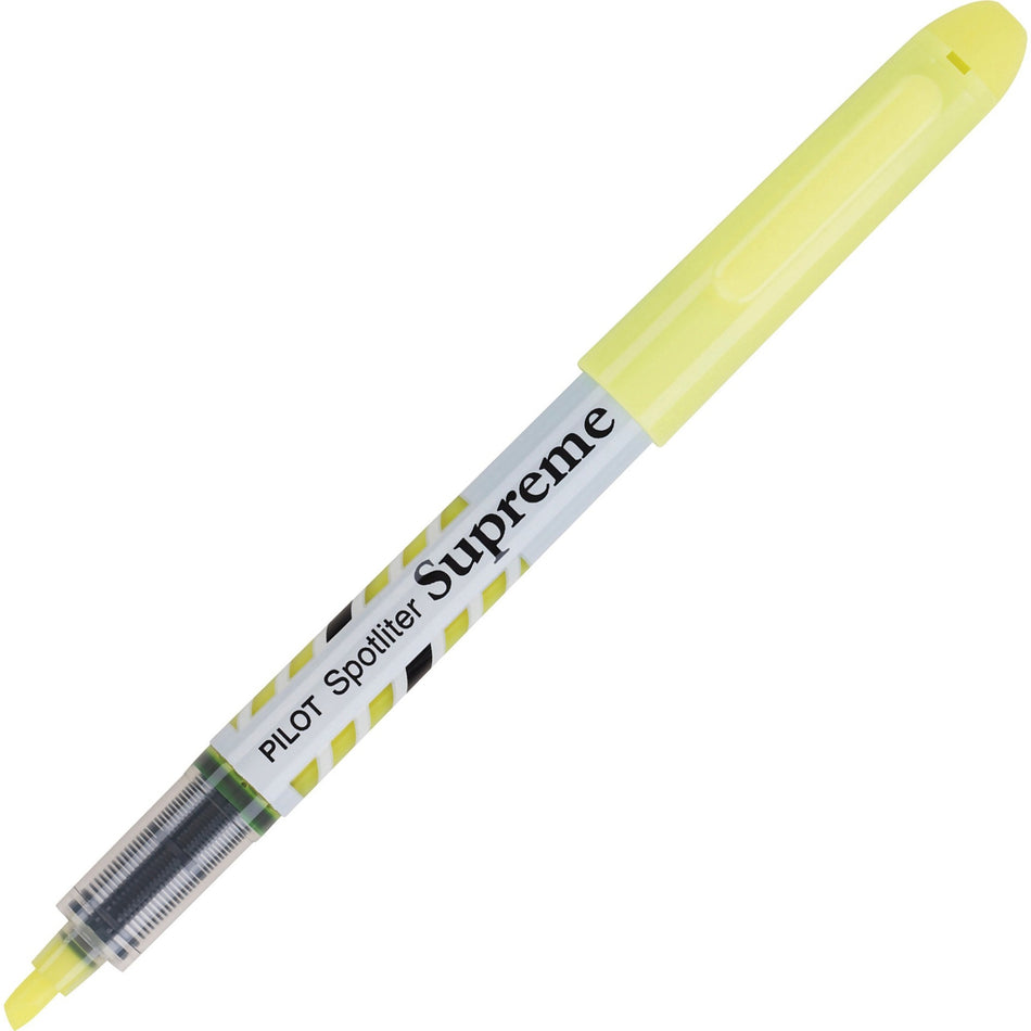 Pilot Spotliter Supreme Highlighters - Chisel Marker Point - Fluorescent Yellow Ink - White Barrel - 1 Dozen