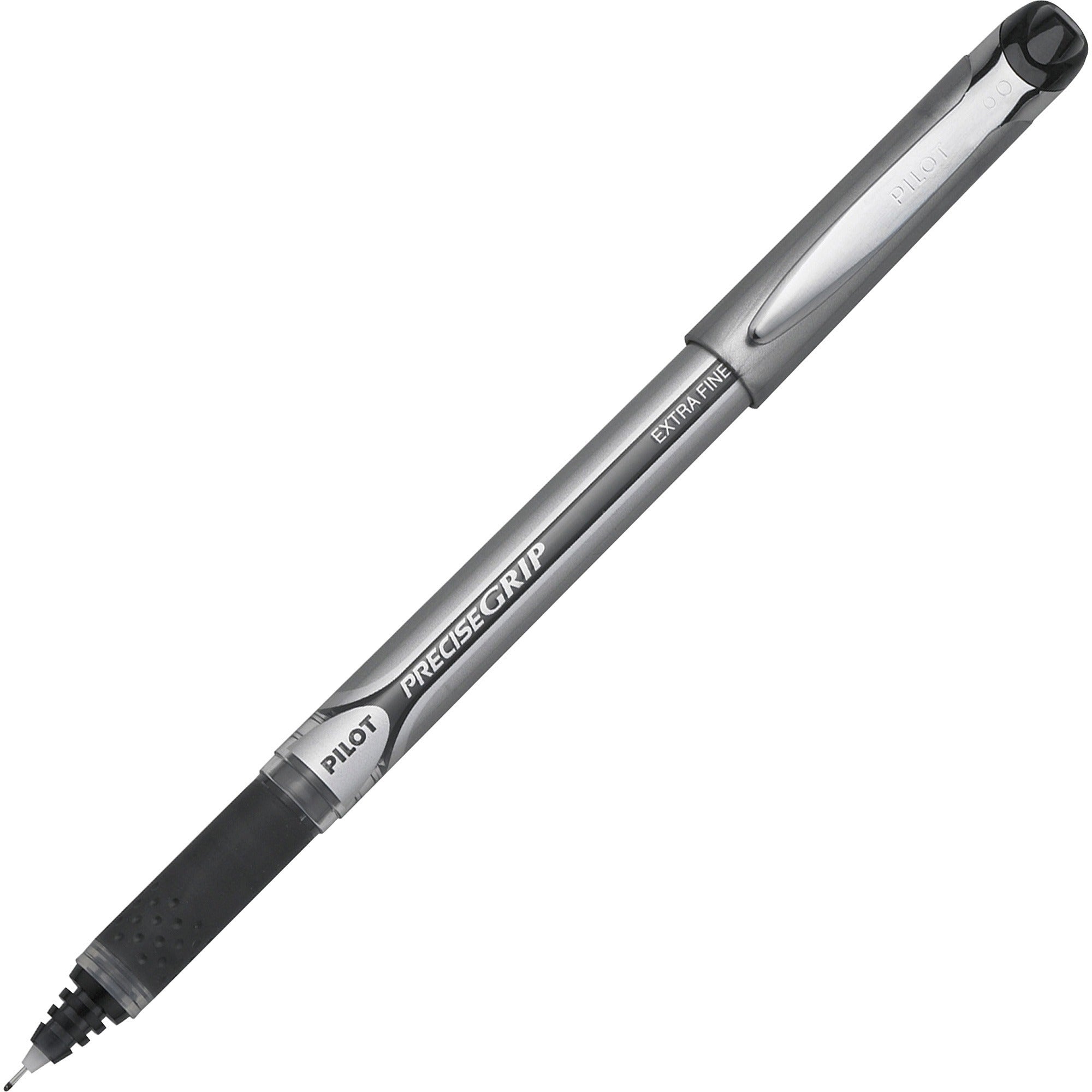 Pilot Precise Grip Extra-Fine Capped Rolling Ball Pens - 0.5 mm Extra Fine Pen Point - Black Ink - Black Barrel - 1 Dozen