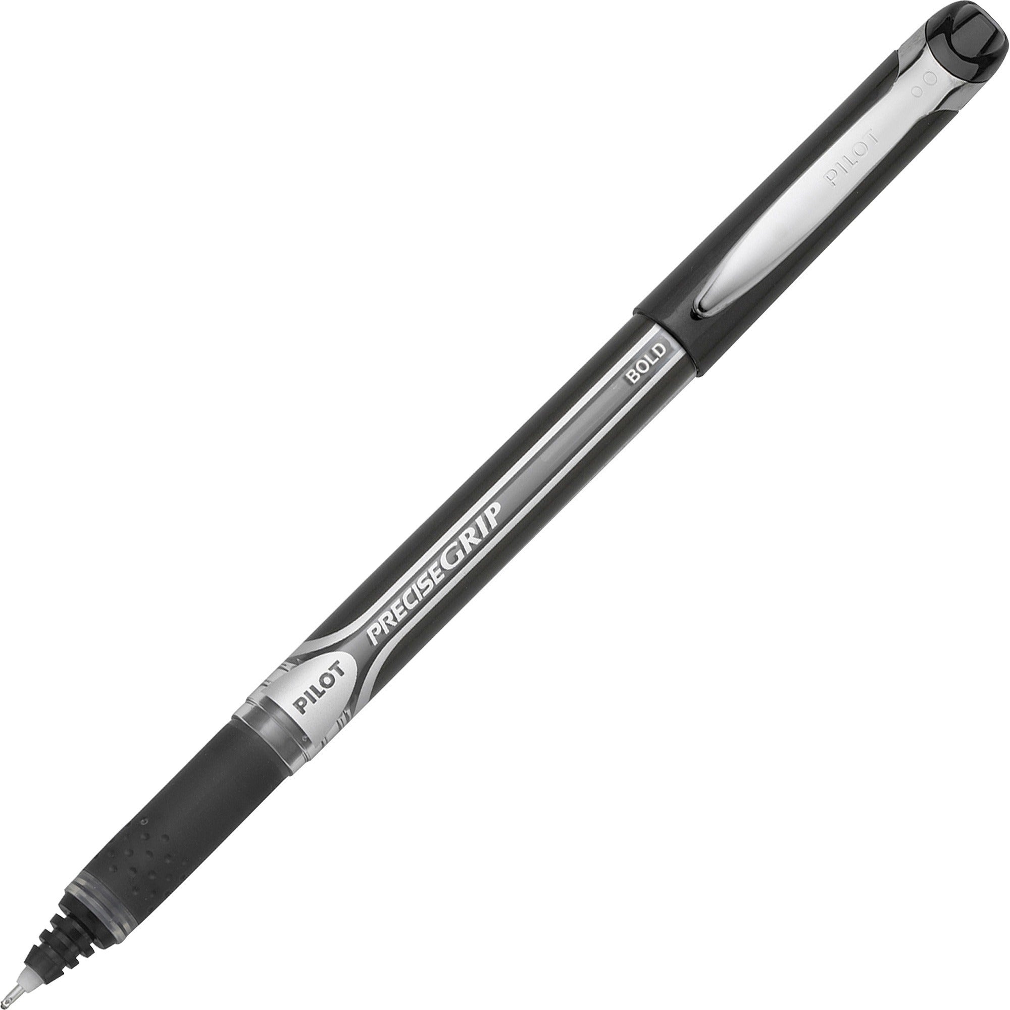 Pilot Precise Grip Bold Capped Rolling Ball Pens - 1 mm Bold Pen Point - Black Ink - Black Barrel - 1 Dozen