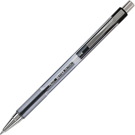 Pilot Better Retractable Ballpoint Pens - 0.7 mm Fine Pen Point - Refillable - Retractable - Black Ink - Translucent Barrel - 1 Dozen