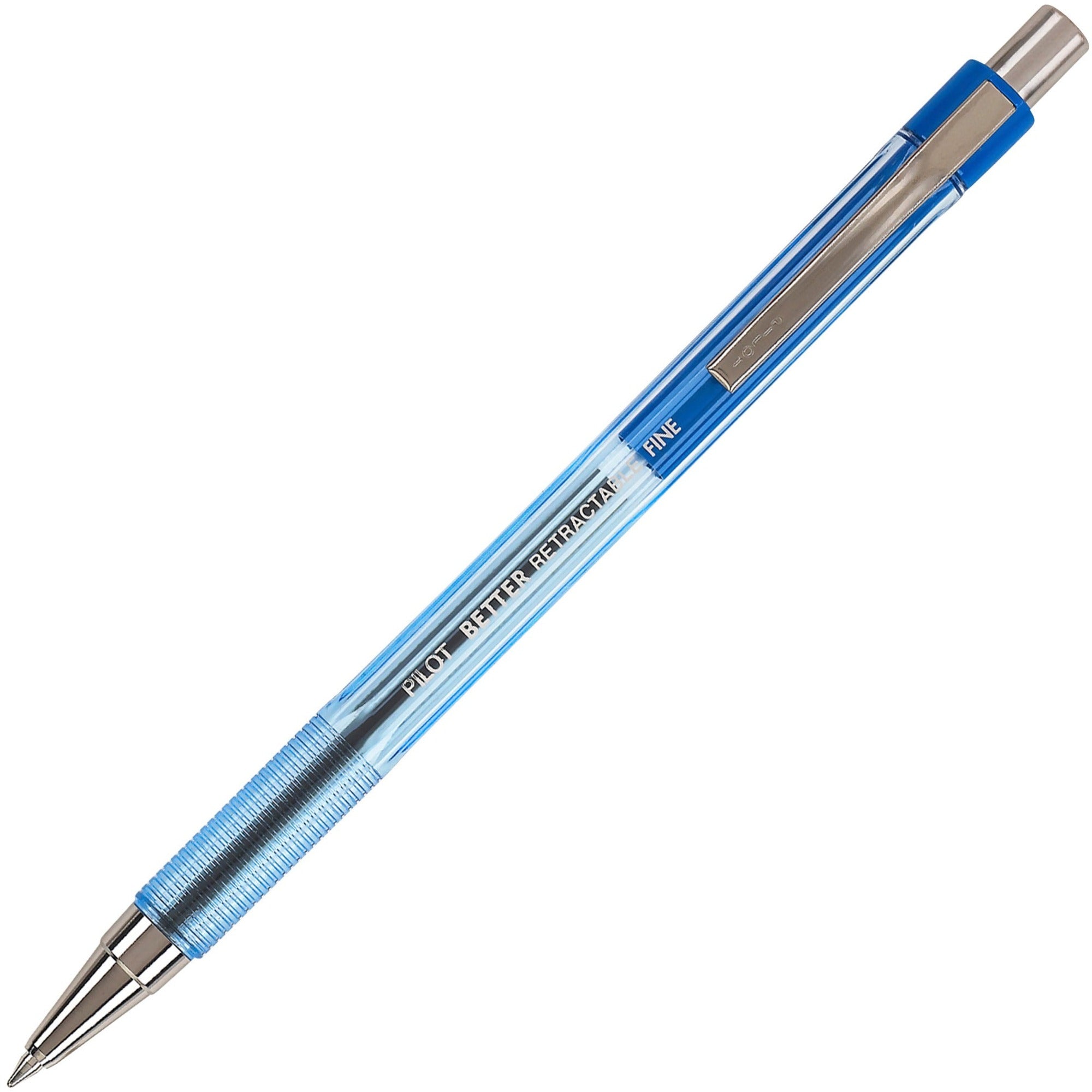 Pilot Better Retractable Ballpoint Pens - 0.7 mm Pen Point - Refillable - Retractable - Blue Ink - Translucent Barrel - 1 Dozen